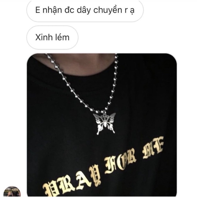 Vòng Cổ Ball Chain Hình Bướm Thép Titan Chống Gỉ, Vòng Cổ Nam Nữ Dạng Bi