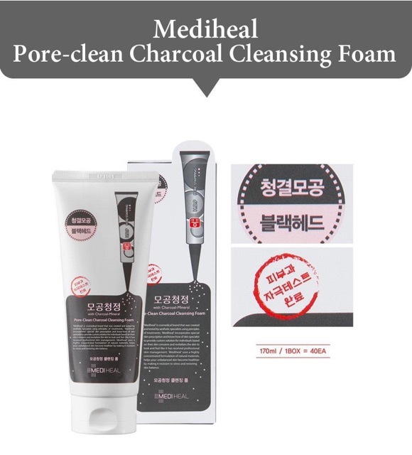 Sữa Rửa Mặt Mediheal Pore Clean Charcoal Cleansing Foam Than Hoạt Tính