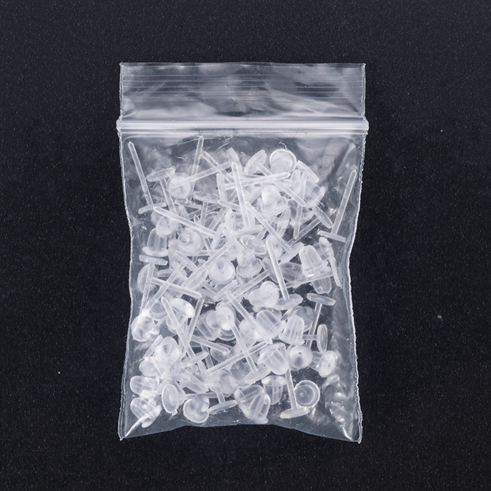 Set 50 Chốt Xỏ Khuyên Tai Bằng Nhựa Trong Suốt Chống Dị Ứng Cao Cấp