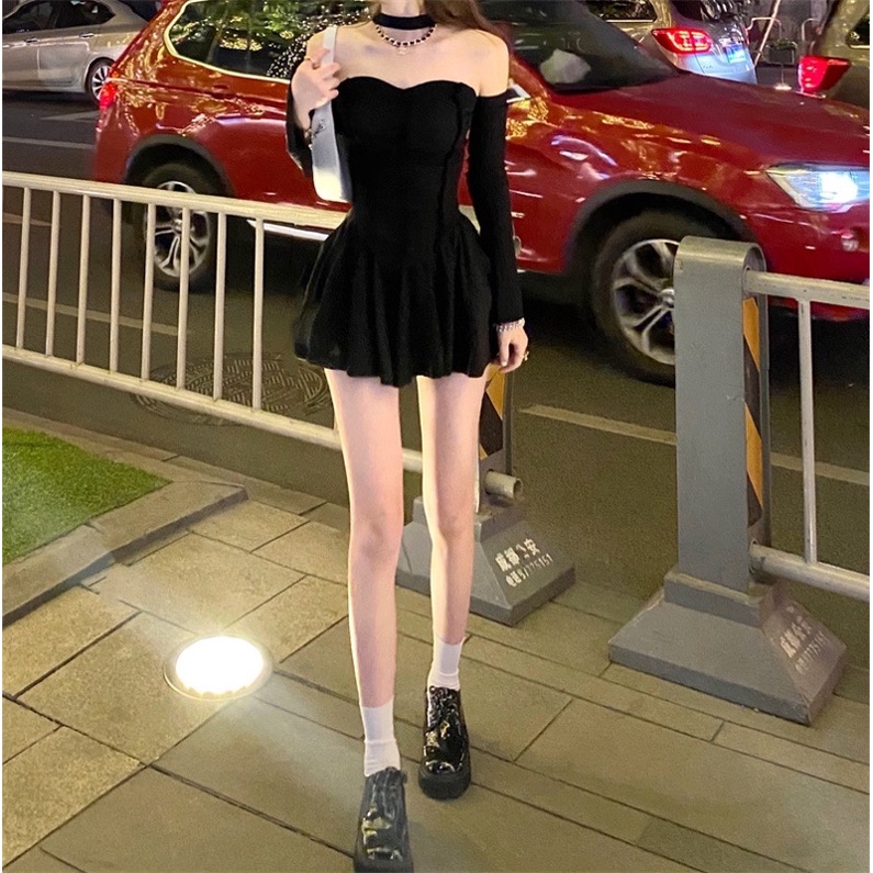 Đầm trễ vai xoè + ống tay (taobao)