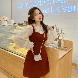 SET ÁO CỔ SEN + ĐẦM YẾM ĐỎ