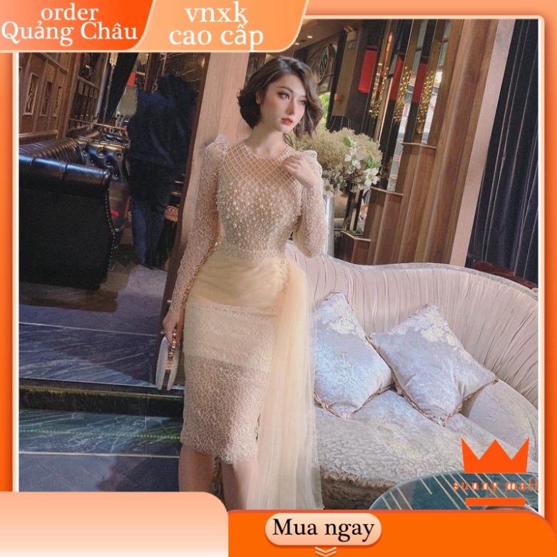✨QUẢNG CHÂU✨ Đầm body lưới lỗ kết hạt cườm cao cấp - MS139Y (KÈM ẢNH/VIDEO THẬT) 🔥FREESHIP🔥 tiệc cưới cô dâu ba tốt gi