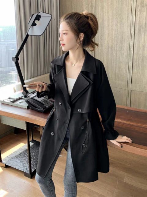 [ CÓ HÌNH THẬT] ÁO KHOÁC KAKI NỮ dáng dài thu đông cổ kép dễ thương | BigBuy360 - bigbuy360.vn