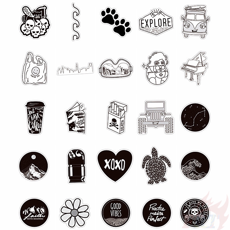 Set 50 Sticker Dán Hình Chữ Vsco
