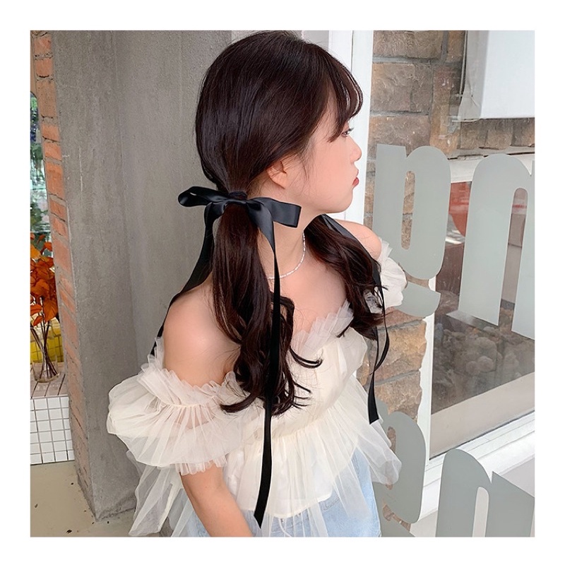 Kẹp tóc hình nơ bằng ruy băng loại dài kiểu Hàn Quốc, phụ kiện tóc nữ dễ thương