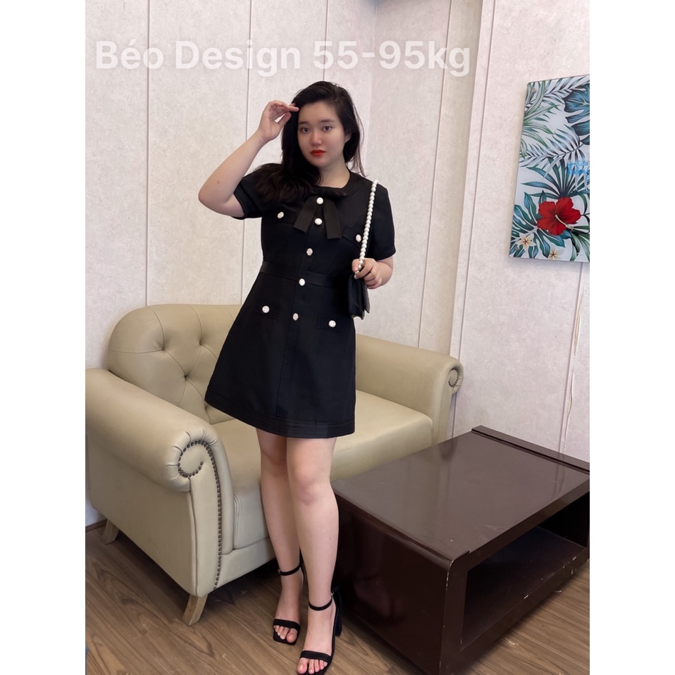 Đầm phối nơ cổ tròn BÉO DESIGN Bigsize 55kg đến 95kg