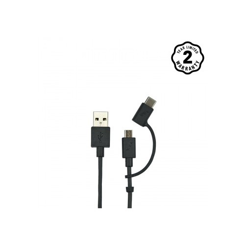 Cáp 2 trong 1 Micro-USB và Type-C Energizer 1.2m màu đen - C11UBX2CFBK4