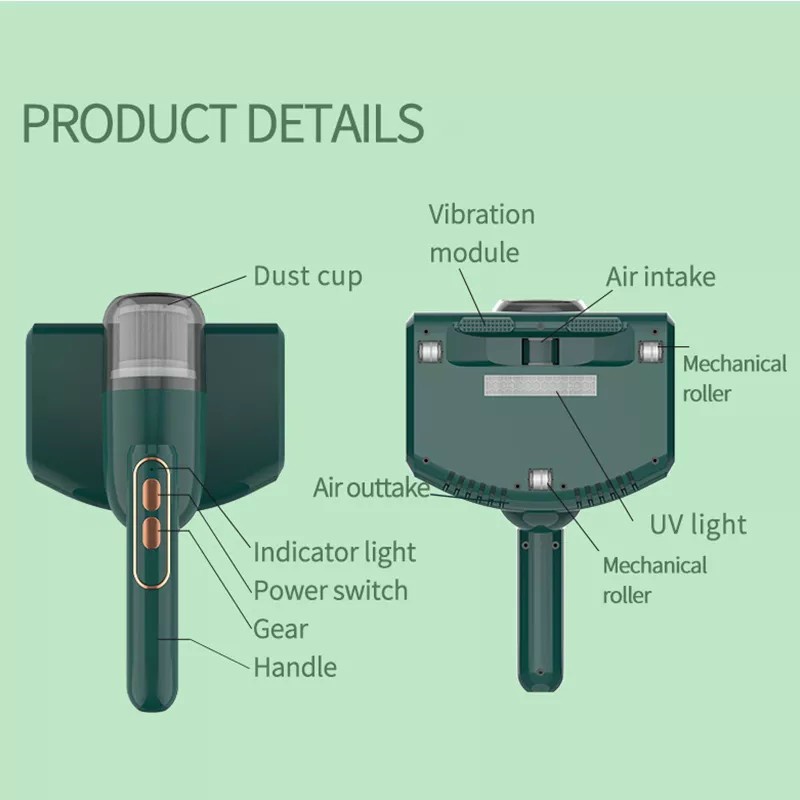 Máy hút bụi cầm tay mẫu mới không dây, lực hút 10.000 Pa, diệt khuẩn bằng tia UV và nhiệt độ 50 độ