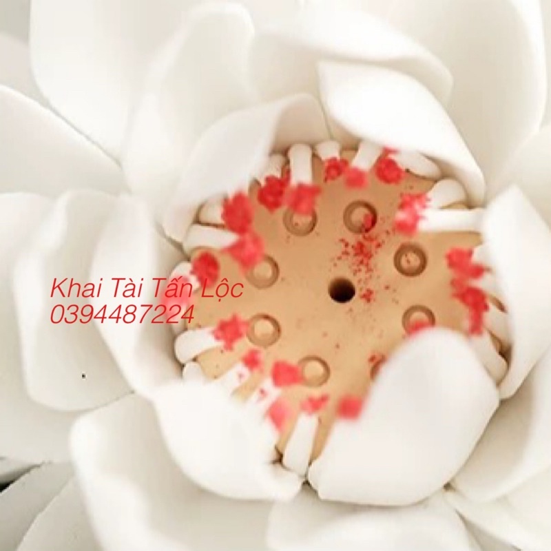 Hoa sen trắng gốm sứ cắm nhang , thắp hương trang trí lớn 13cm