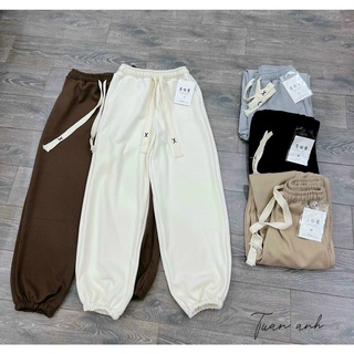 Quần jogger nữ nỉ ống rộng nhung tăm gạo mịn