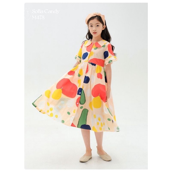 Váy đầm bé gái dễ thương mềm mại dáng babydoll trơn vải Kate mềm nhập cao cấp mùa hè Haivanco thời trang bé gái 12-45kg