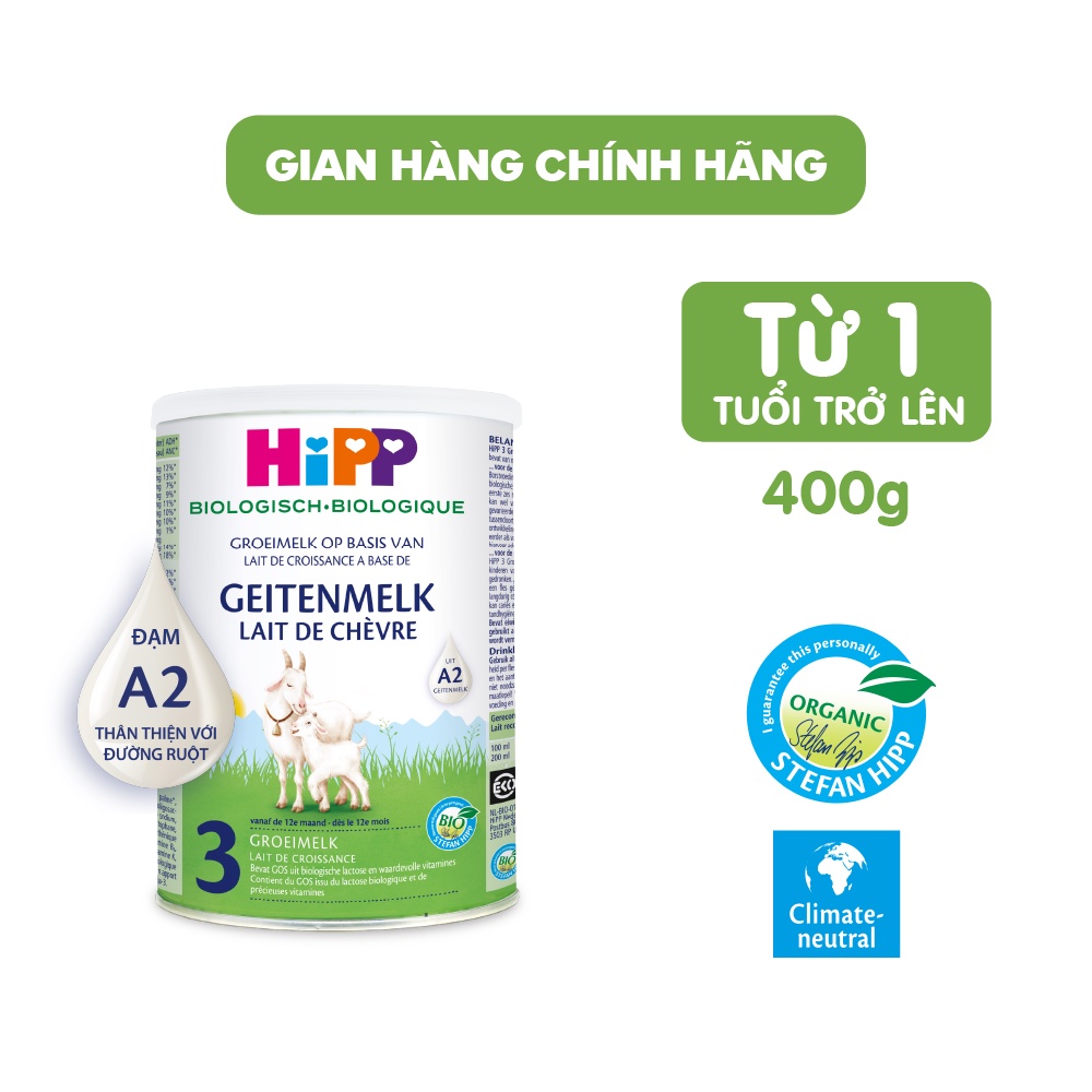 Sữa dê HiPP Organic 400g - Giúp bé phát triển chiều cao, trí não, tăng cường hấp thu