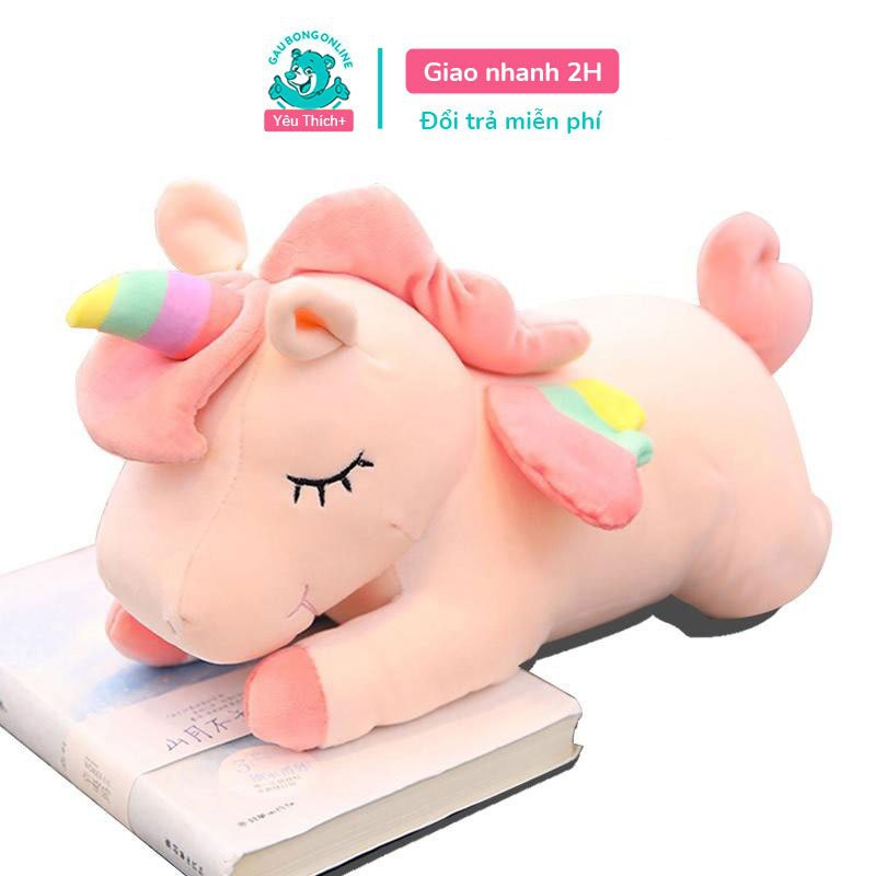 Gấu bông Unicorn nằm dễ thương chất co dãn mềm mịn cao cấp