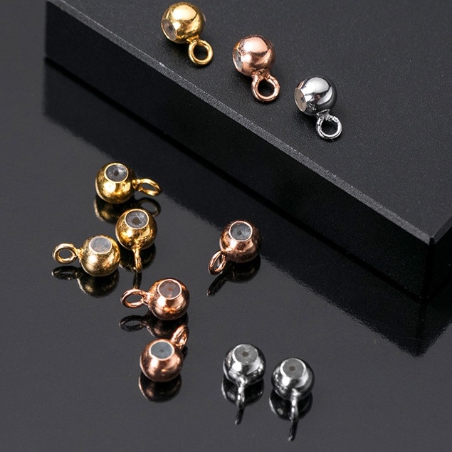 [C6BC] Phụ kiện trang sức (DIY) - Bi bạc nút chặn [có vòng khóa] điều chỉnh dây chuyền dùng cho vòng cổ vòng tay