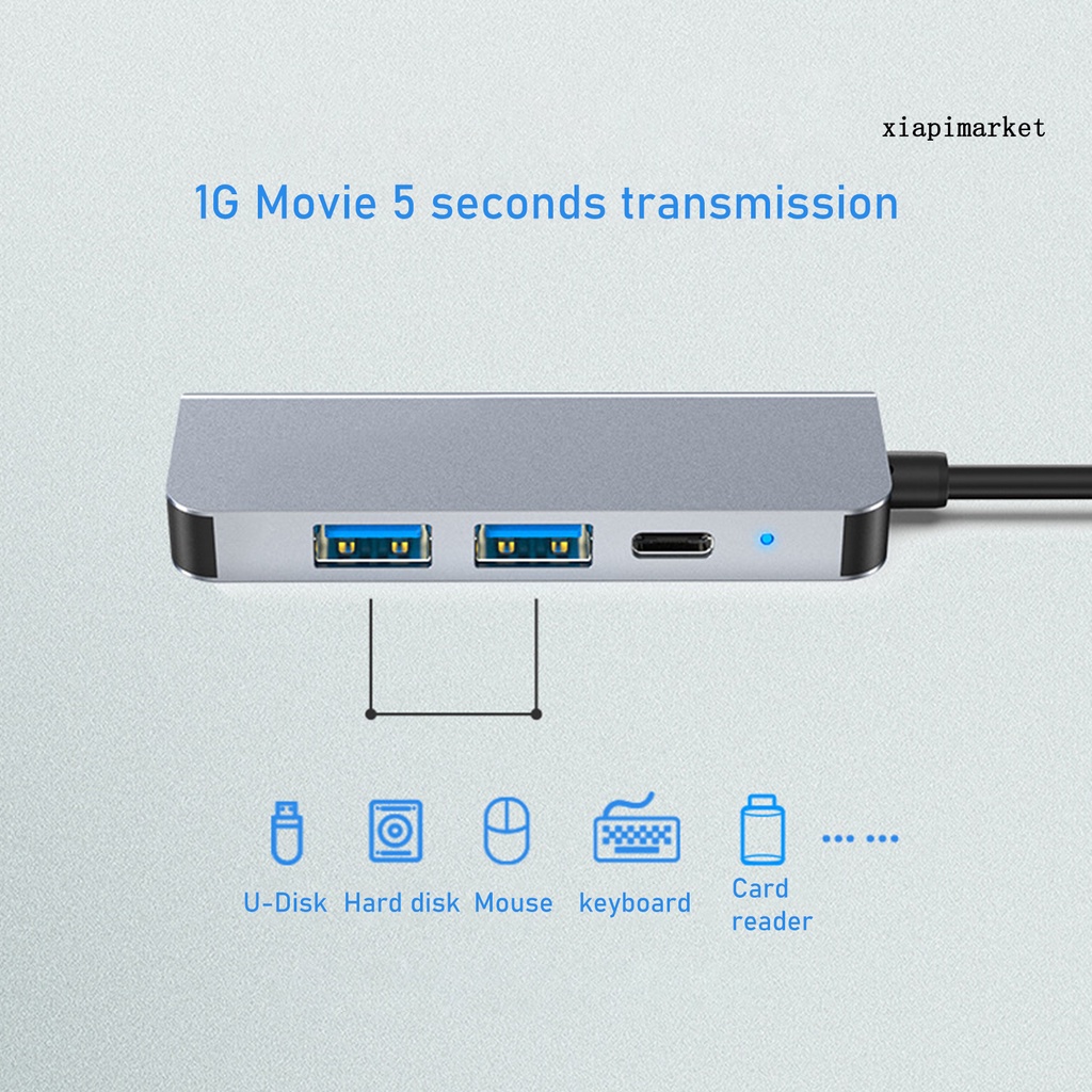 LOP_Docking Station Dual USB 3.0 Ports 4 in 1 4K High Definition Video Output USB C Cable Hub Converter for Computer