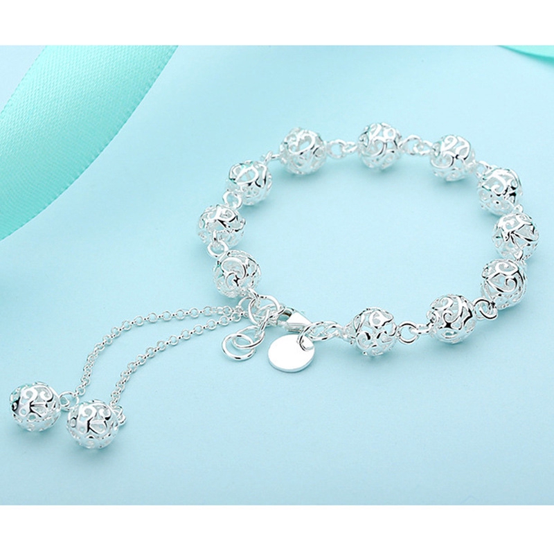 Vòng tay mạc bạc 925 phối hạt rỗng xinh xắn