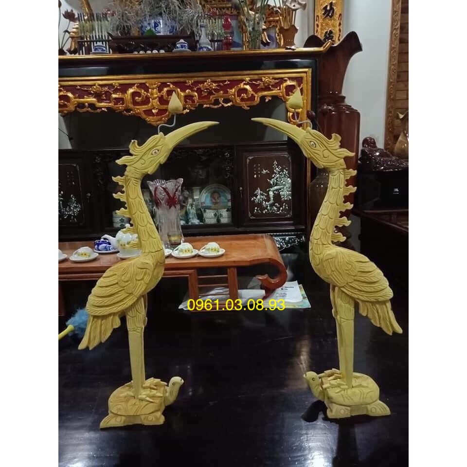 hạc thờ gỗ mít cao 50cm