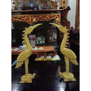 hạc thờ gỗ mít cao 50cm