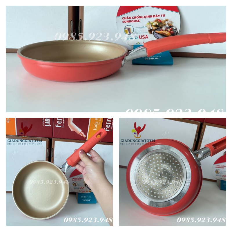 Chảo chống dính ĐÁY TỪ lòng trơn SUNHOUSE SHG1118MBA Size 18cm-20cm-24cm-26cm-28cm-30cm
