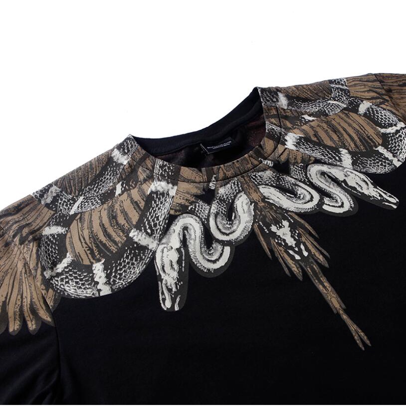 Áo thun tay ngắn in hình đôi cánh màu trắng đen thời trang dành cho cặp đôi