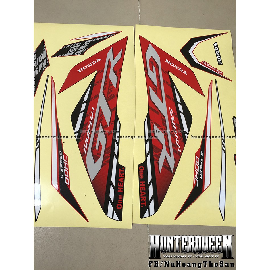 Tem in UV cao cấp. Winner 150 Supra GTR, Version 2020 đen đỏ. Decal tem xe ép nhiệt kích thước chuẩn.