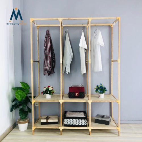 Kệ tủ Treo quần áo 3 buồng Minhlongwood | tủ đựng quần áo lắp ghép nội thất kiểu hàn