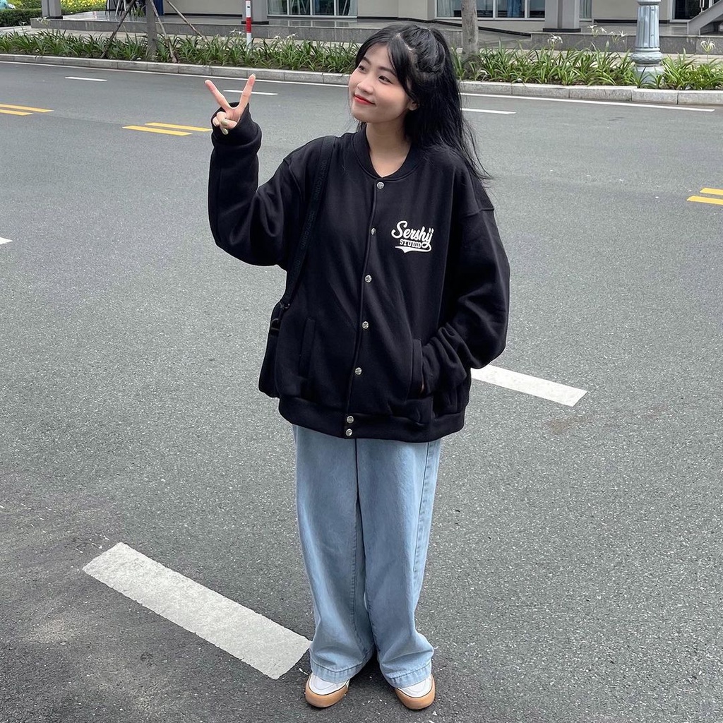 Áo Khoác Cardigan Bomber SHY Tay Dài Vải Nỉ Bông Mịn Form Rộng Nam Nữ Ulzzang Unisex (Ảnh thật/ Có sẵn)