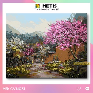 Tranh treo tường tự tô màu số hóa Tranh phong cảnh Việt Nam Đào Rừng CVN031 METIS