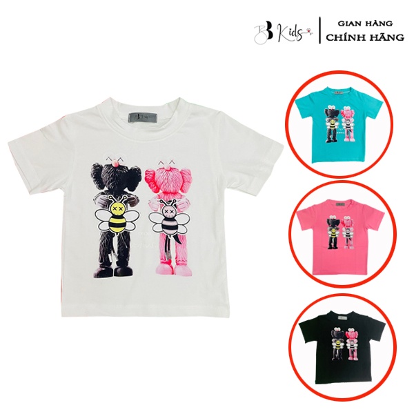 Áo Thun Ngắn Tay Cho Bé BB Kids In Hình Gấu đôi Chất Liệu Cotton 100% Co Giãn 4 Chiều