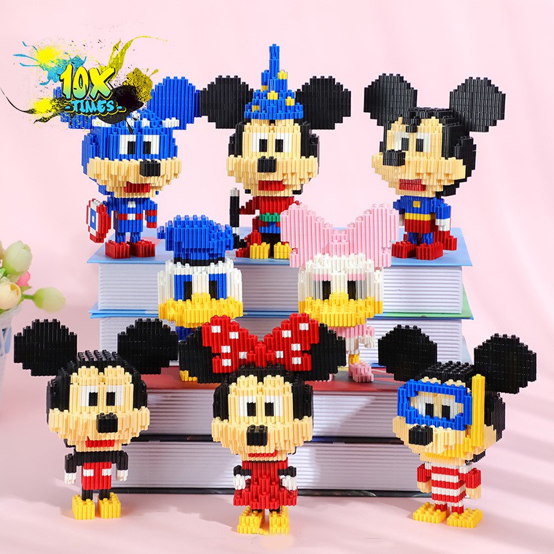 lego 3d chuột mickey, chuột minie siêu nhân disne mô hình lắp ghép quà tặng bé đồ chơi xếp hình