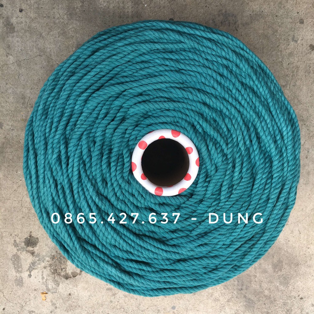 Dây làm macrame màu xanh cổ vịt 5mm, 3mm