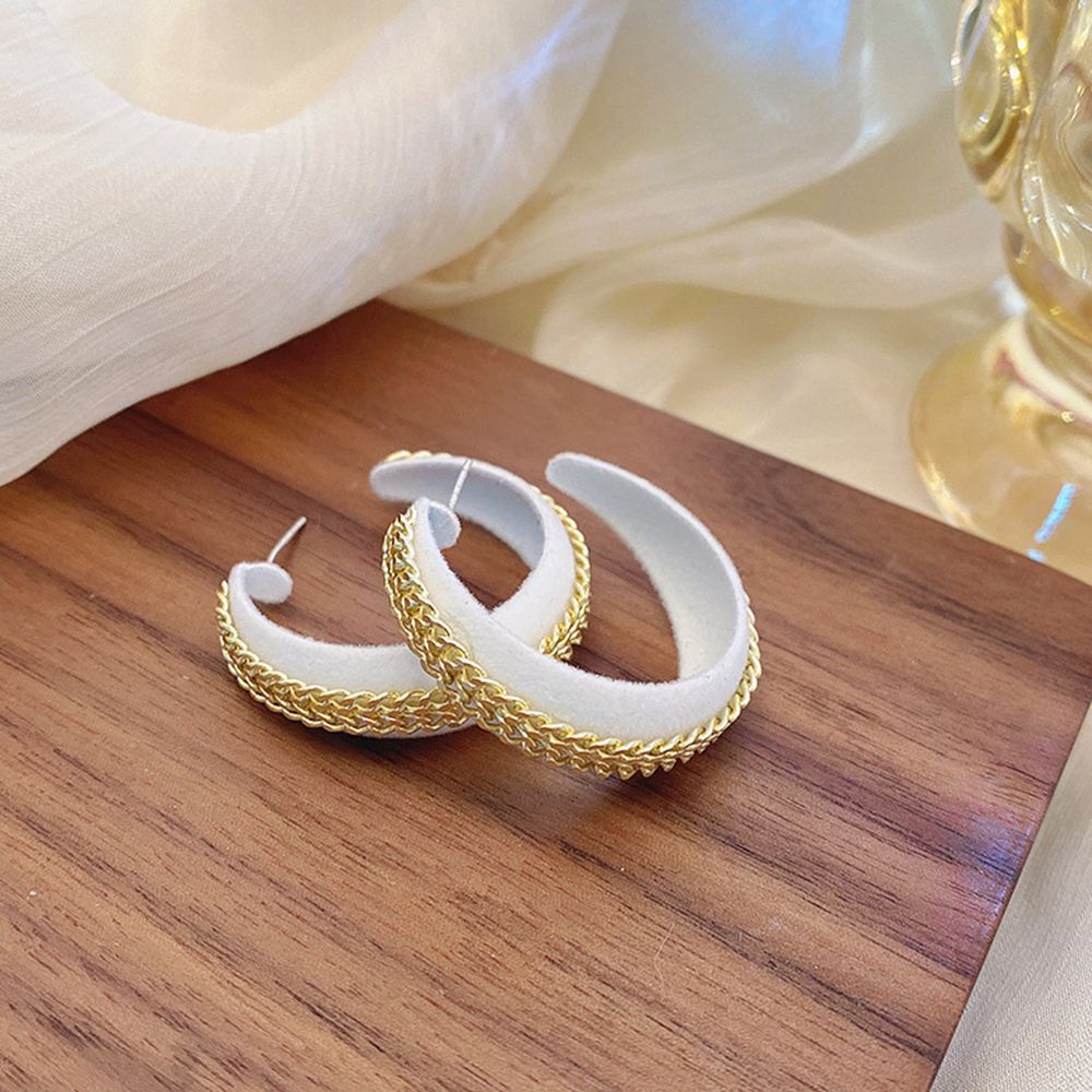 Bông tai hình chữ C bằng kim loại 925 thời trang Hàn Quốc cho nữ