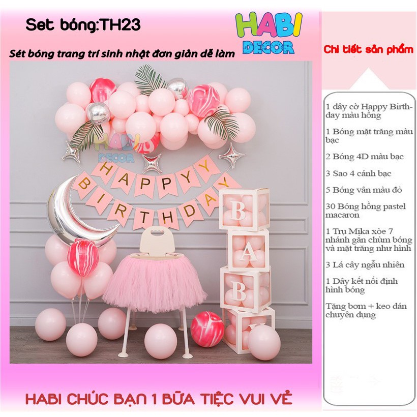 Combo set trang trí sinh nhật, thôi nôi, happy birthday cho bé trai, gái nhiều mẫu đầy đủ phụ kiện TH02