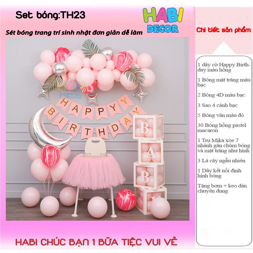 Combo set trang trí sinh nhật, thôi nôi, happy birthday cho bé trai, gái nhiều mẫu đầy đủ phụ kiện TH02