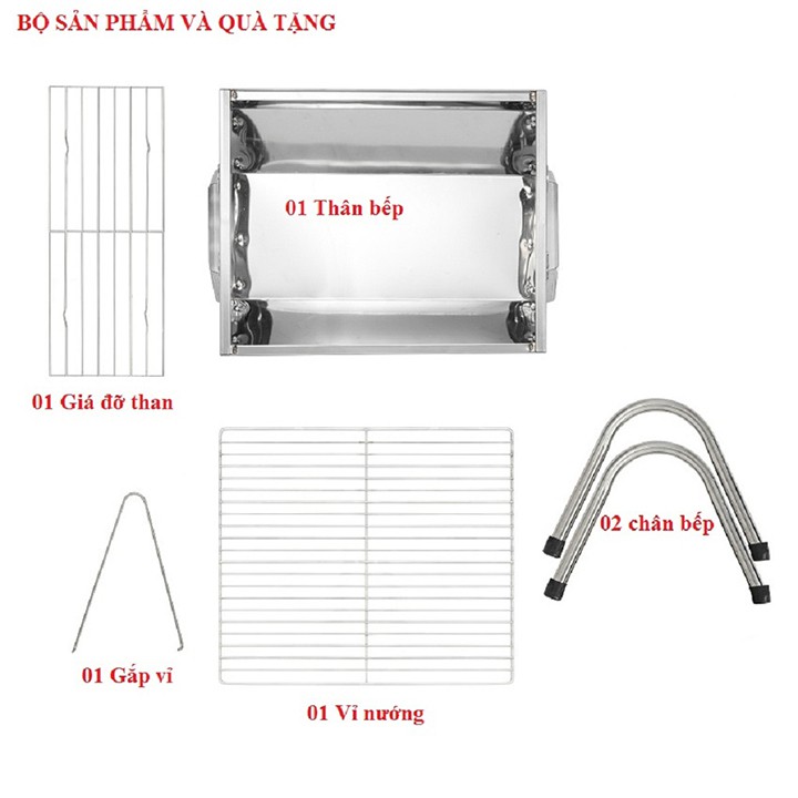 Bếp nướng than hoa bbq ngoài trời inox loại to