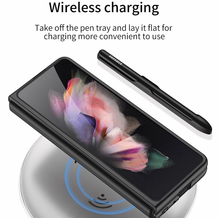 Ốp lưng Samsung Galaxy Z Fold 3 5G ốp điện thoại Z Fold3 ốp ZFold 3 case W22 F9260 casing Folder 3 Với hộp đựng bút Ốp Điện Thoại Có Thể Tháo Rời Cho ZFold3