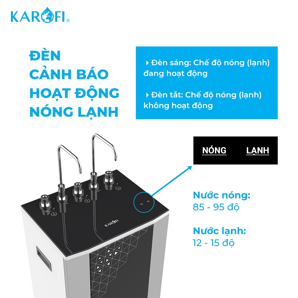 Máy lọc nước nóng lạnh 10 lõi Karofi công nghệ Smax KAD - D950 - Bảo hành 36 tháng