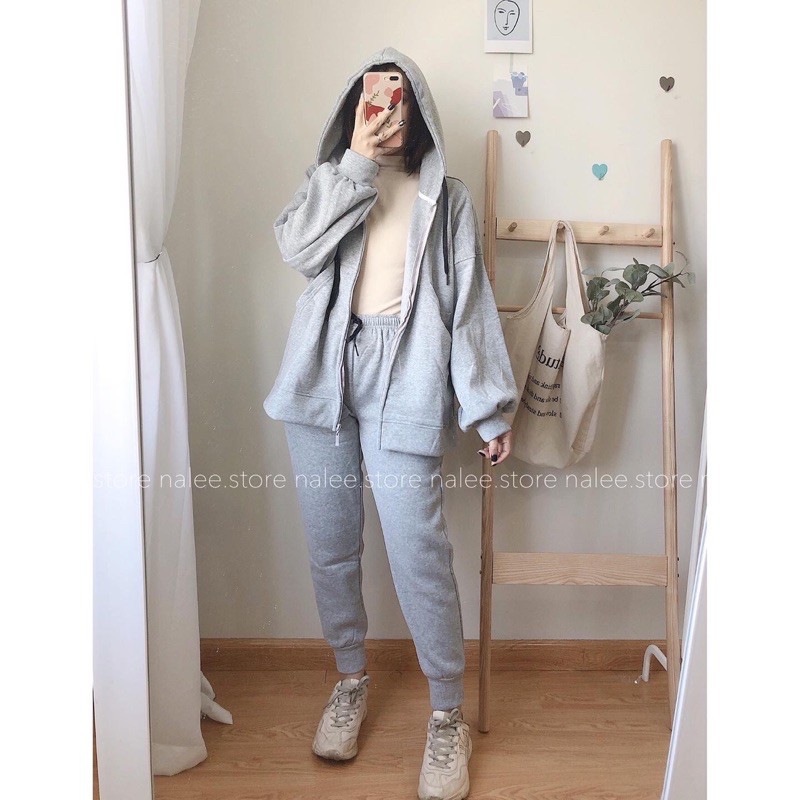 Áo khoác Hoodie nỉ bông Ulzzang tay bồng form rộng sz M L XL | BigBuy360 - bigbuy360.vn