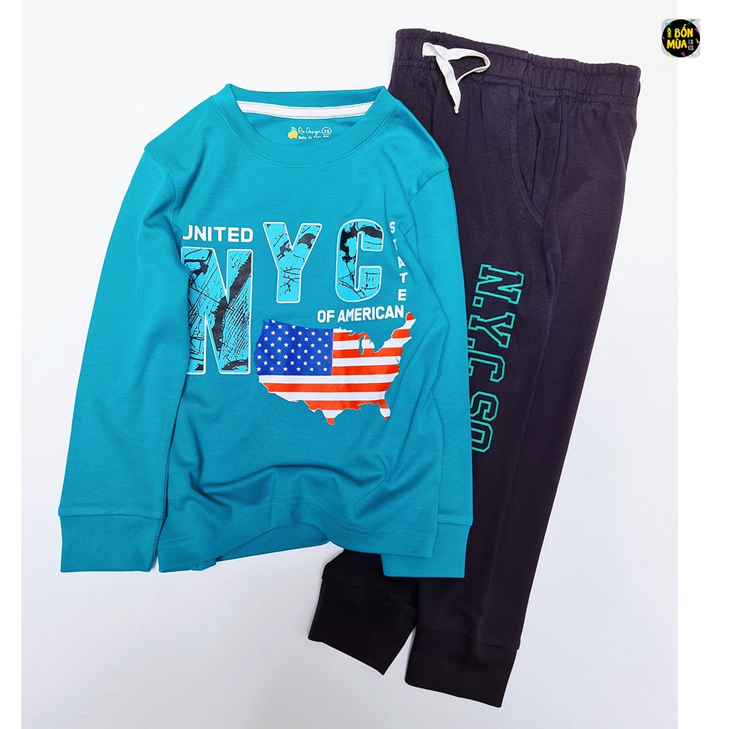 Đồ Bộ Dài Tay Cho Bé Trai Size Đại 20-45kg 🍇🍇 Bộ Thun Cotton Dài Tay Bé Trai - Shop Bốn Mùa