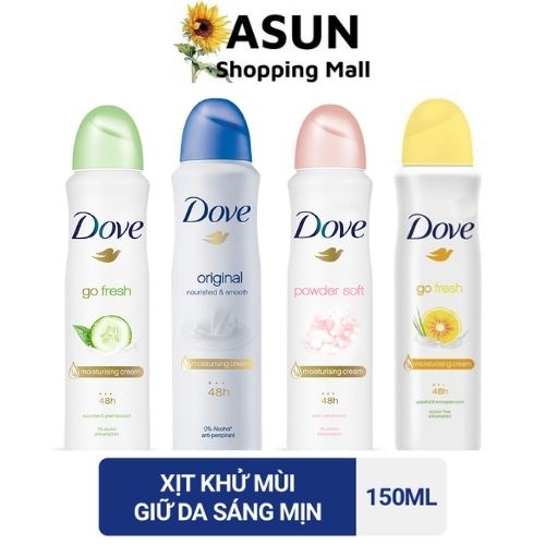 Xịt Khử Mùi Dove Dưỡng Da Sáng Mịn, Khử Khuẩn, Đều Màu Da 150ml Anti-perspirant