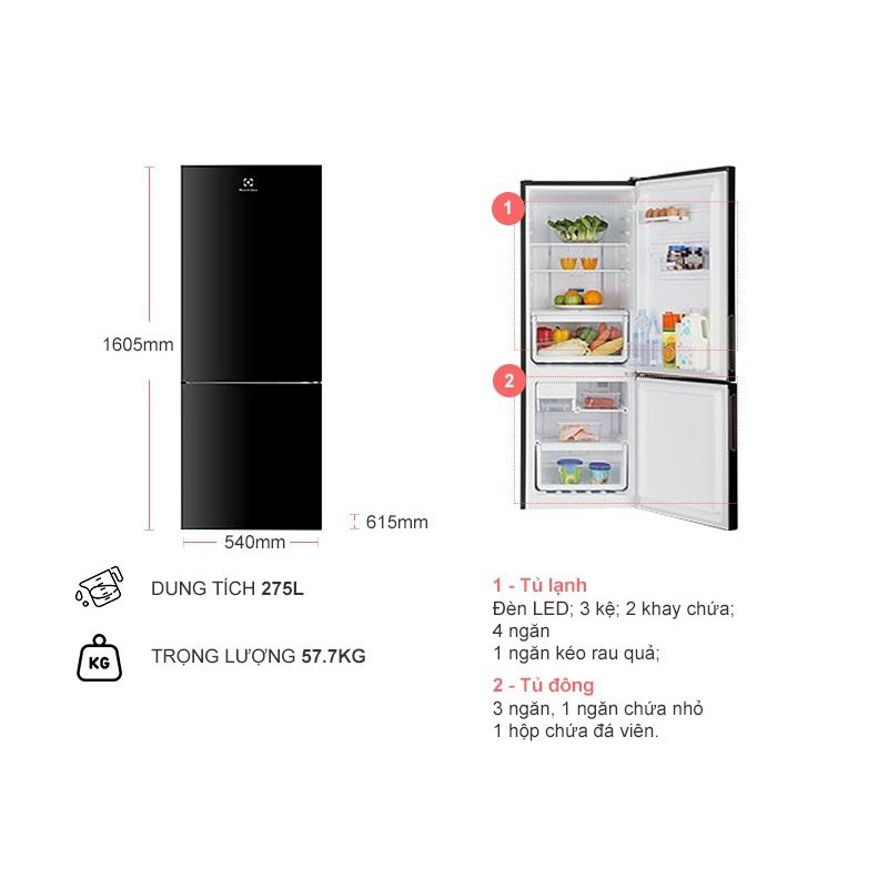 Tủ lạnh Inverter EBB3400H-H 320 lít Elextrolux