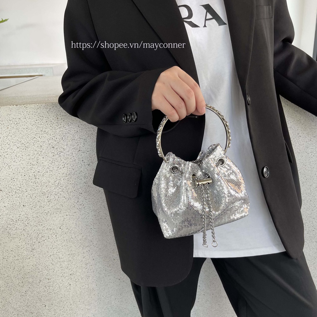 Túi xách tay/túi đeo chéo đính hạt kim sa lấp lánh bling bling TA03