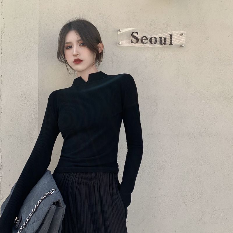 Áo Kiểu Tay Dài Cổ Lọ Có Mút Đệm Thời Trang Mùa Đông Cho Nữ