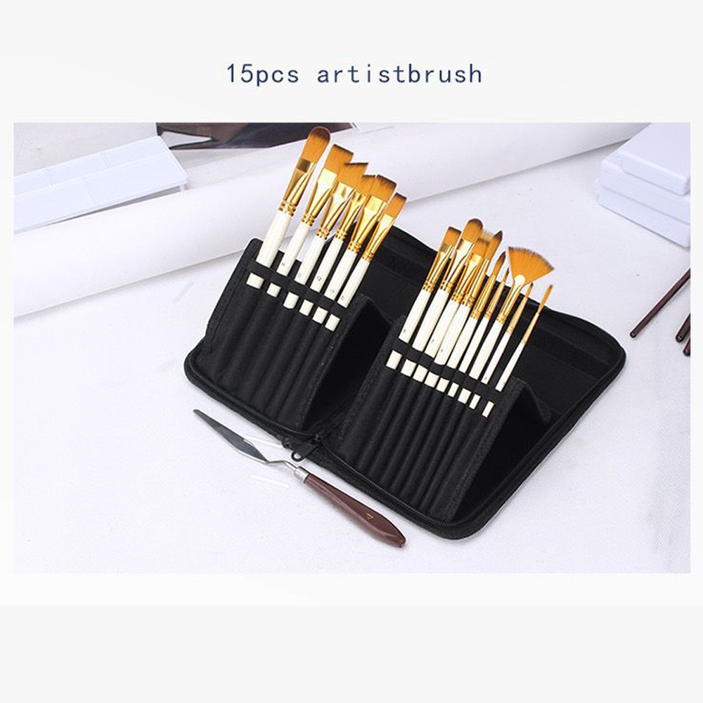 Set Cọ Vẽ Tranh 18 Món SeamiArt Bằng Sợi Nylon Có Túi Đựng Tiện Dụng