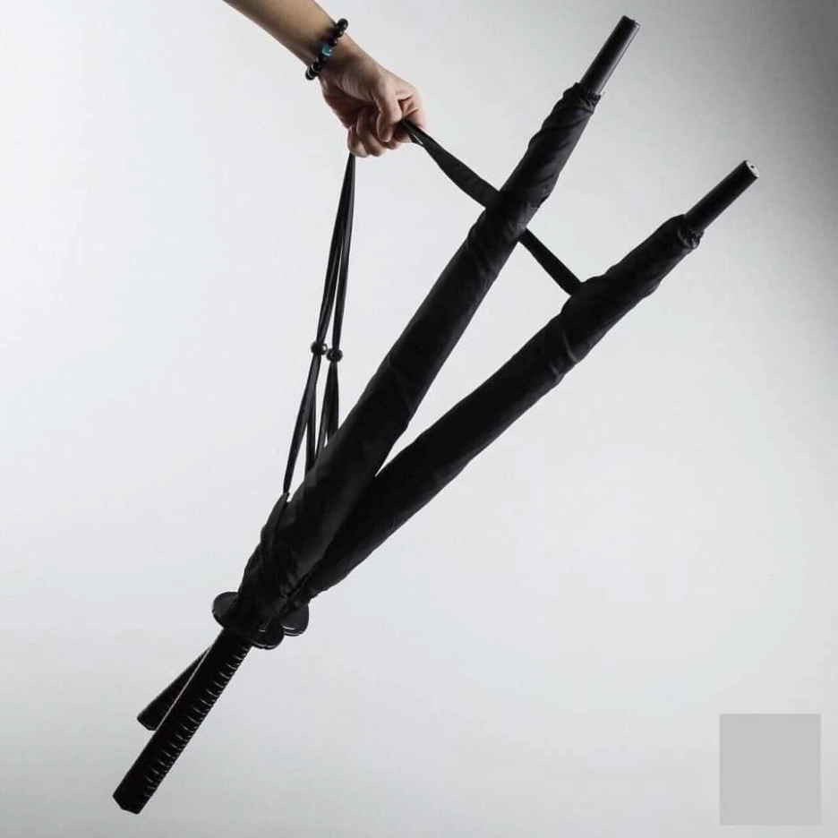 Ô dù che mưa katana che nắng cán giả kiếm nhật, ô 16 nan cực chắc chắn màu đen MSP43860