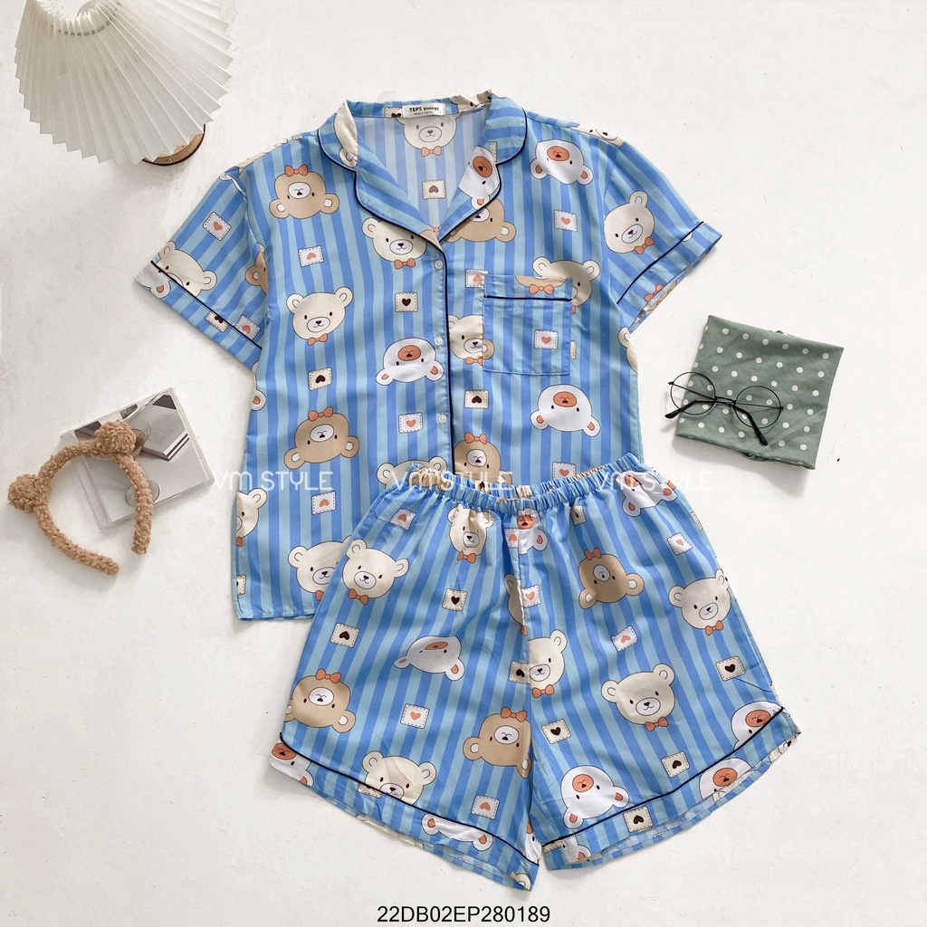 Bộ pijama nữ VM STYLE cộc tay chất liệu vải kate Thái 22DB02EP2801