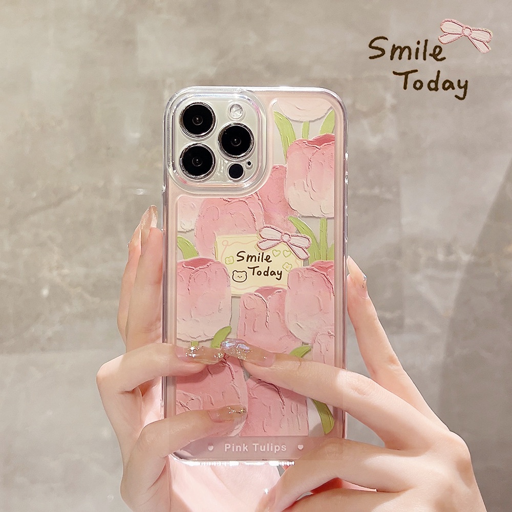 Ốp Điện Thoại TPU Silicon Trong Suốt Chống Sốc Hình Hoa Tulip Cho Iphone 13 Pro Max 12 11 Pro Max Xs X Xr 6s Plus 8 7 Plus Se20
