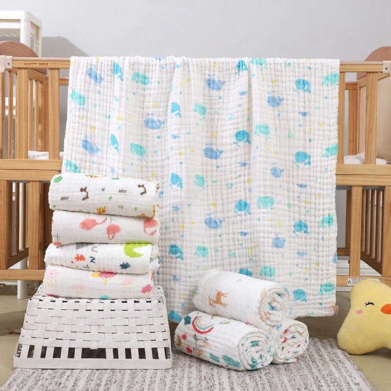 Khăn Tắm Coton Cho Bé Tăm Nhăn Có Họa Tiết 6 Lớp 105x105cm A02