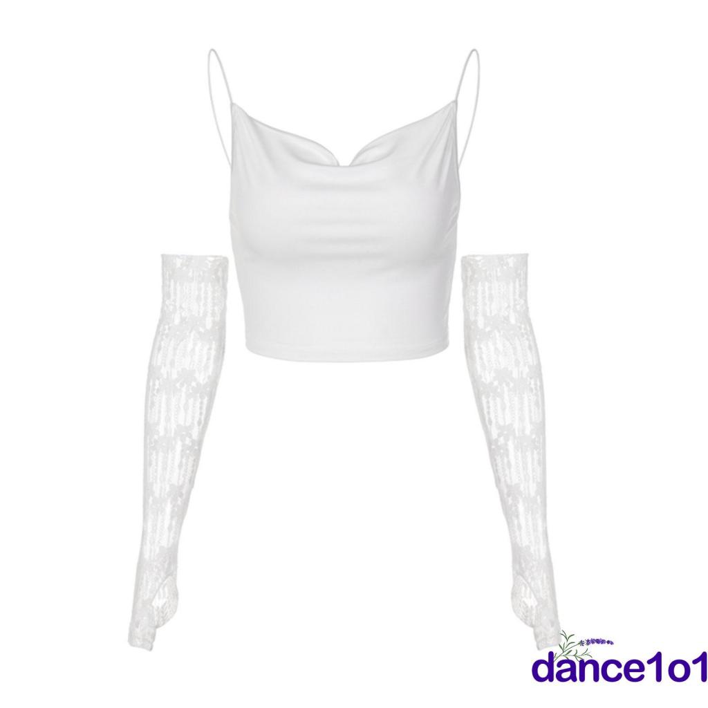 ✥Nc❀Bộ Áo Hai Dây Cổ Chữ V + Áo Ren Màu Trơn Thời Trang Mùa Hè Cho Nữ