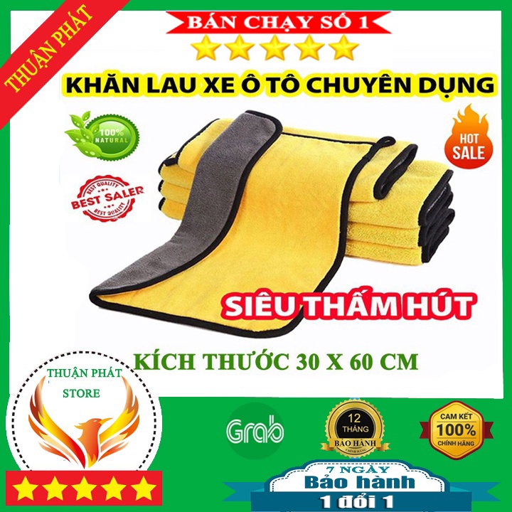 Khăn lau ô tô xe hơi chuyên dụng siêu mịn cao cấp khổ lớn 30x60cm chất liệu microfiber chống xước